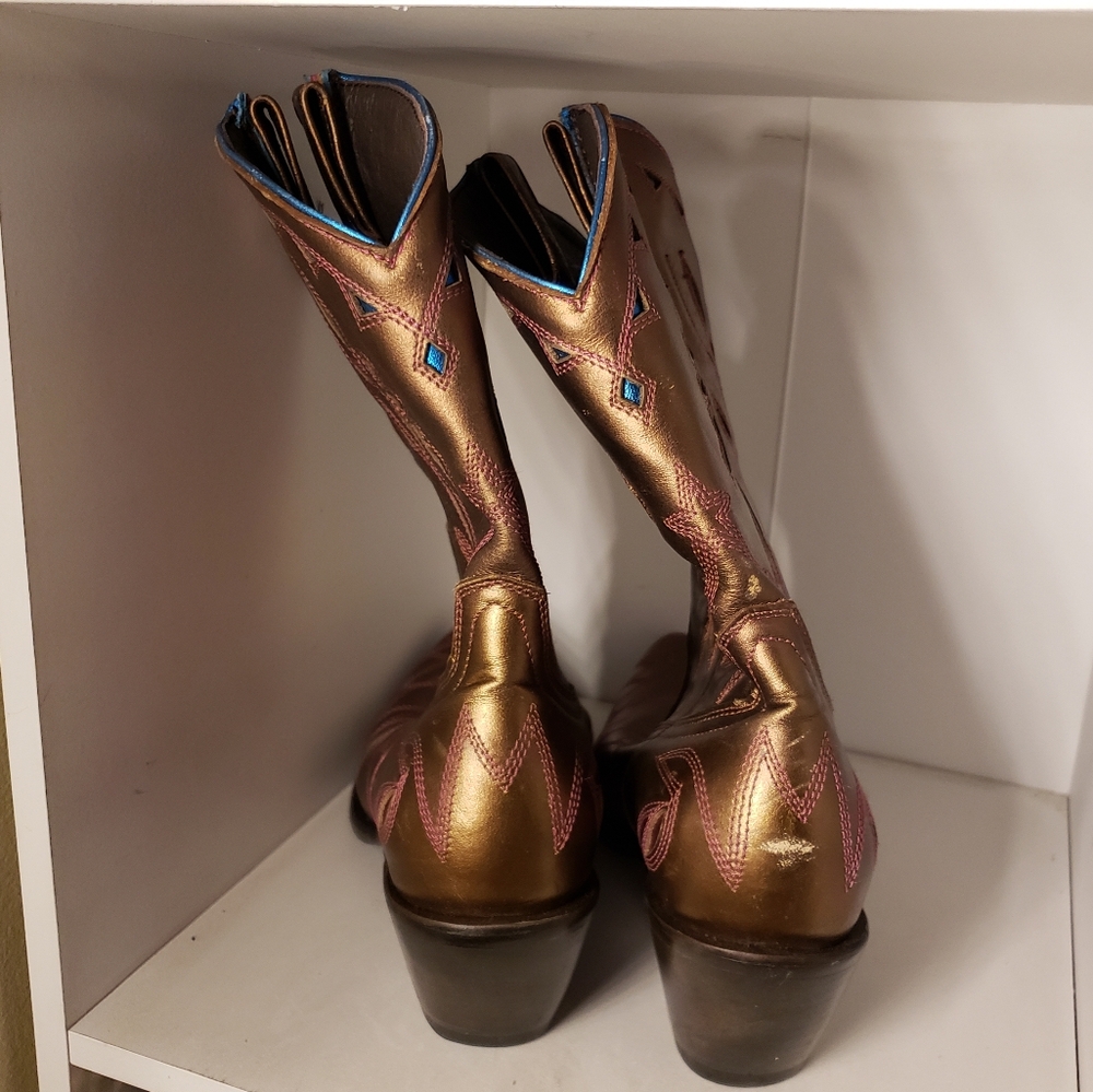 Old Gringo Yippee Ki Ya Bronze Pink Leather Cowboy Boots 8.5 - Picture 4 of 7